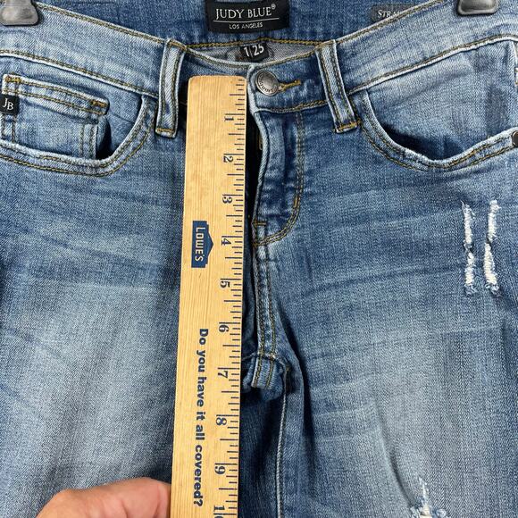 Judy Blue Straight Fit Jeans Women's 1/25 Blue JB8251MD Distressed Stretch - Picture 3 of 11